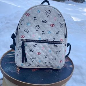 Claire’s Mini Backpack, faux leather, Way cute!  Zipper closures. 9x10x5.